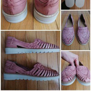 Genuine leather huaraches, women flat shoes, size 8